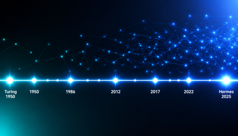 History of artificial intelligence timeline from Turing 1950 to Hermes 2025